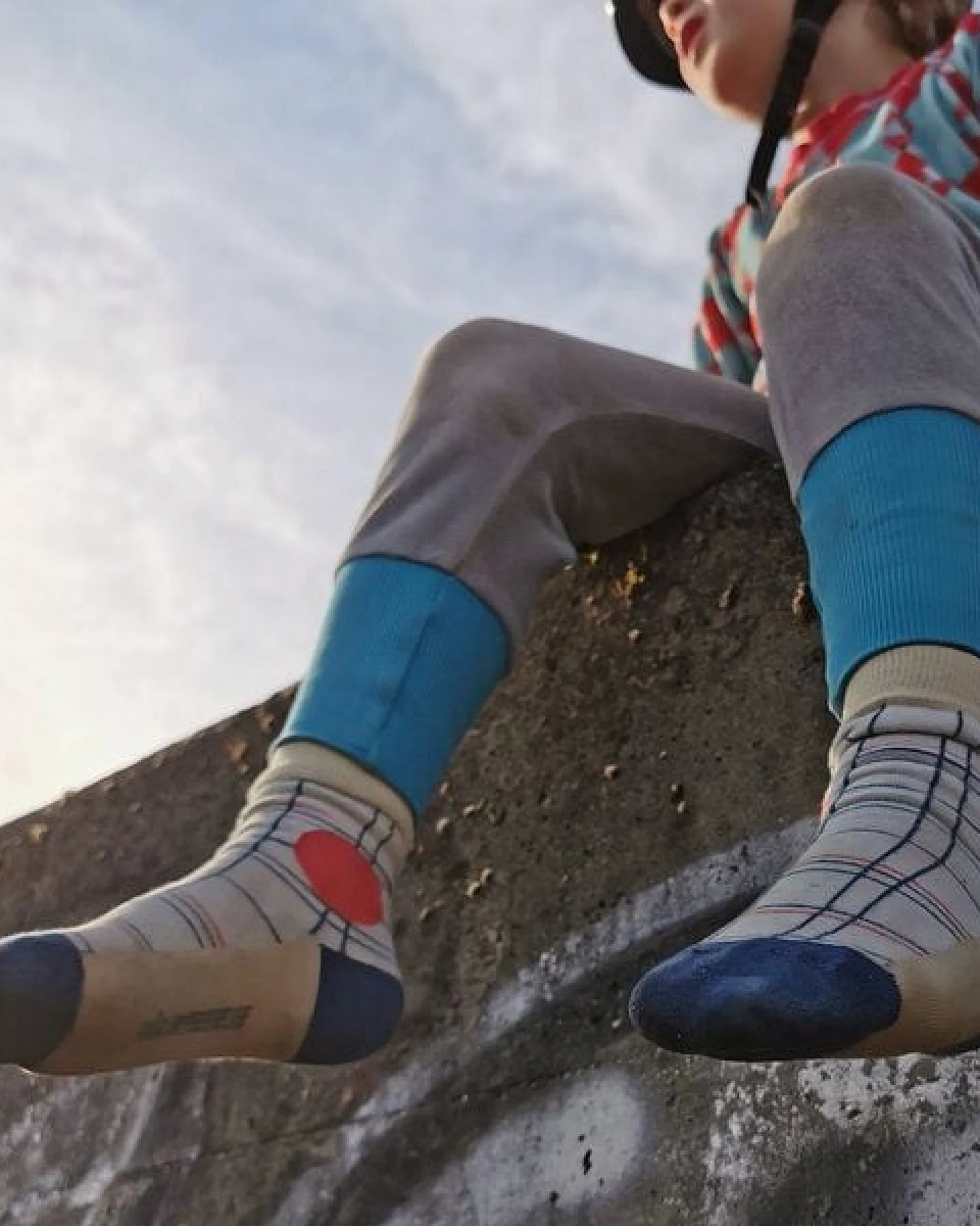 Fräulein Prusselise karierte Socken Checks, karo, blau, tennis, bunt gemustert – Ansicht 3