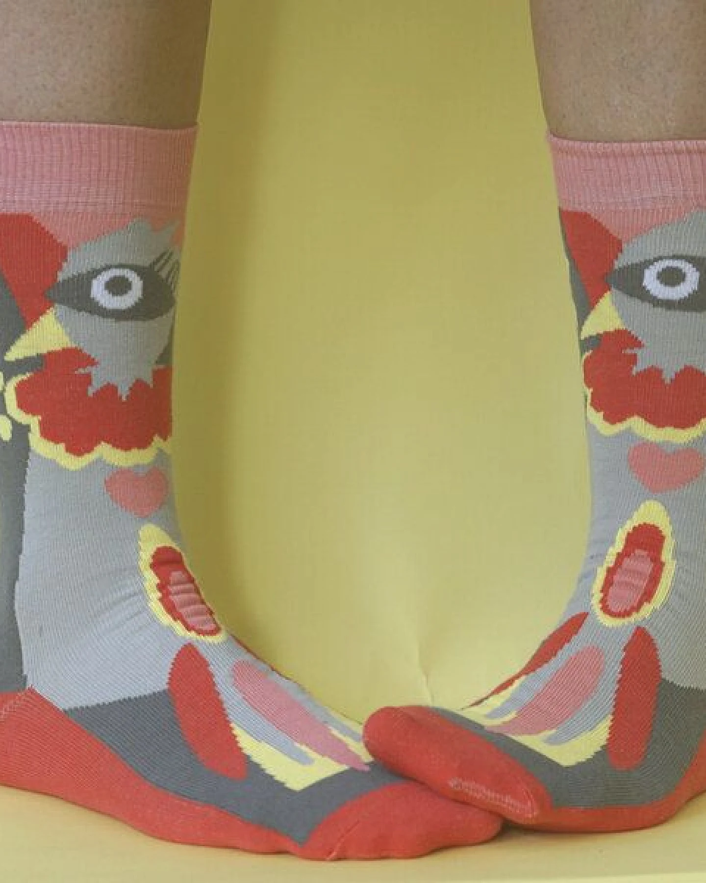 Fräulein Prusselise Paradies Vogel Socken, grau rosa, pink, bunt gemustert – Ansicht 2