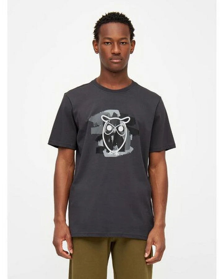 KnowledgeCotton Apparel T-Shirt mit Eulen Print aus Bio-Baumwolle