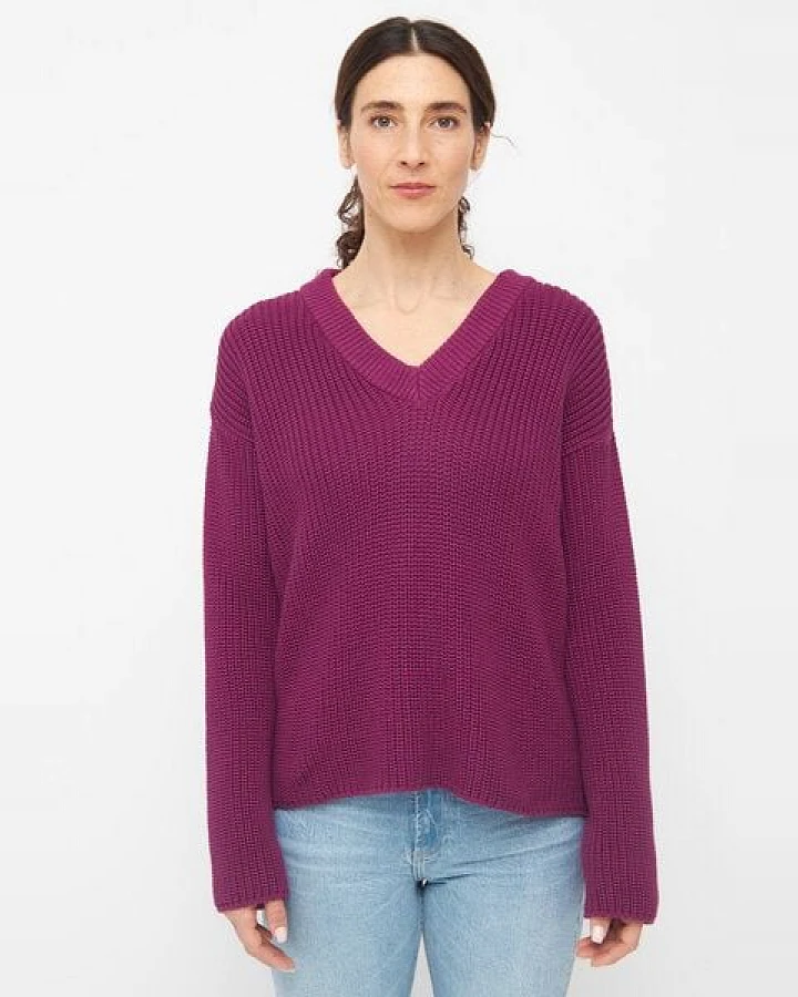 Givn Berlin Damen Strickpullover mit V-Ausschnitt aus Bio-Baumwolle - ELSA