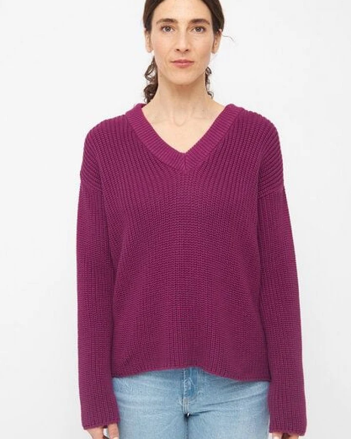 Givn Berlin Damen Strickpullover mit V-Ausschnitt aus Bio-Baumwolle - ELSA