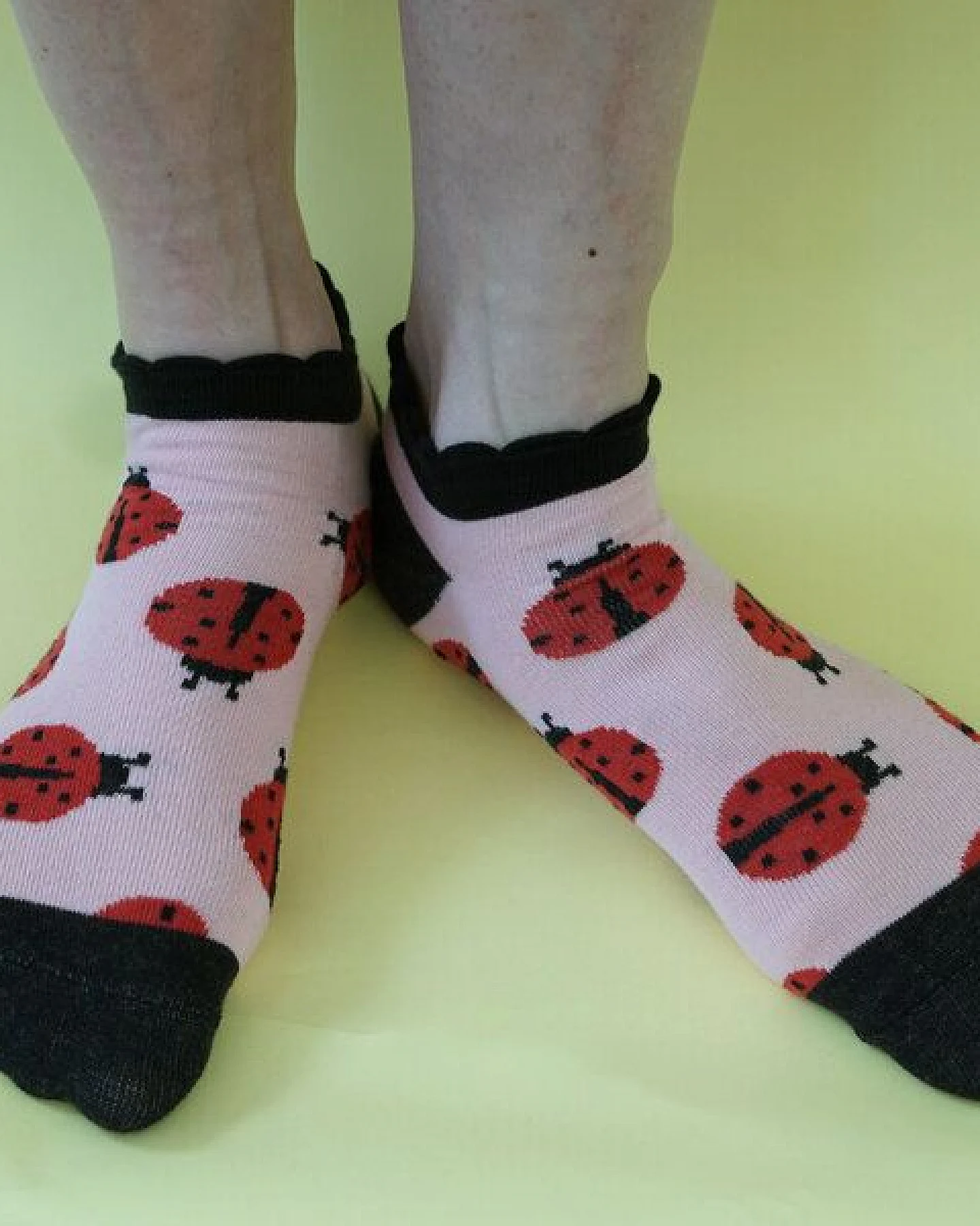 Fräulein Prusselise Marienkäfer Sneaker Socke, rosa, schwarz rot, bunt gemustert – Ansicht 2