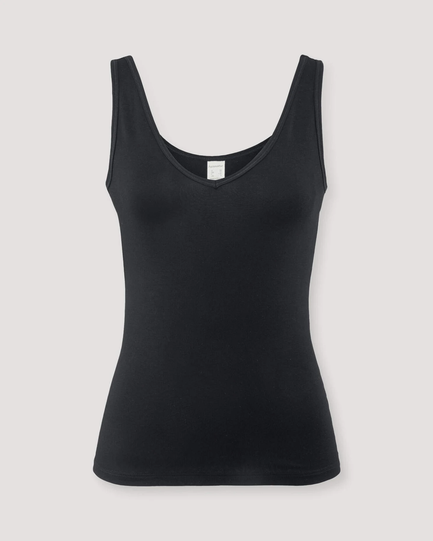 hessnatur Damen V-Neck Tanktop PURE BALANCE aus Bio-Baumwolle und TENCEL™ Modal - schwarz - Größe 44 – Ansicht 3