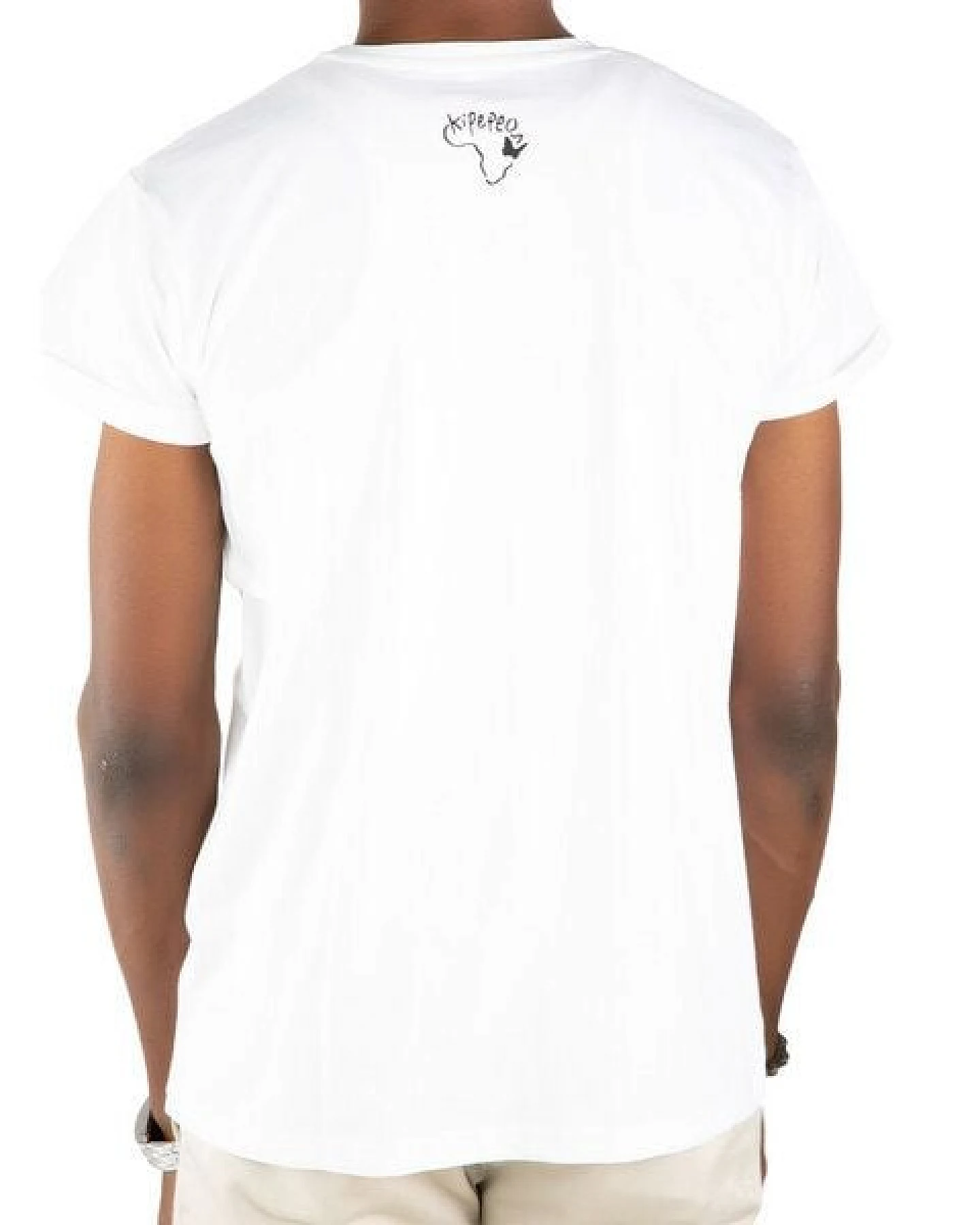 Kipepeo-Clothing Herren Print T-Shirt aus Bio-Baumwolle CHEF SAMY Weiß. Handmade in Kenya – Ansicht 3