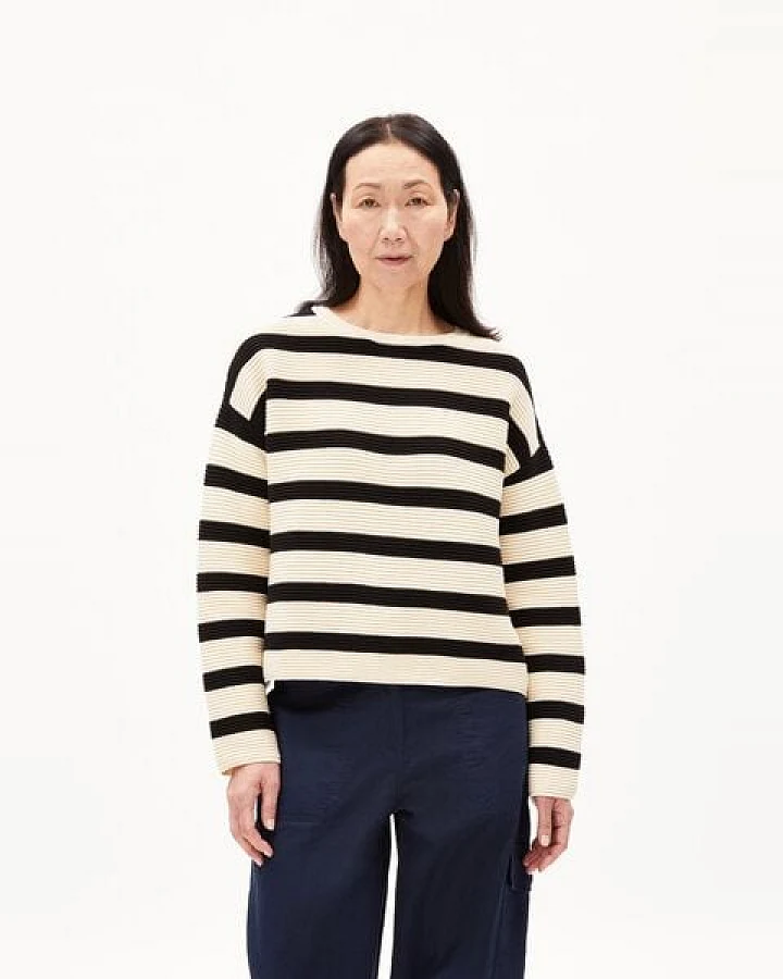 ARMEDANGELS MERINAA STRIPED - Damen Pullover Loose Fit aus Bio-Baumwolle