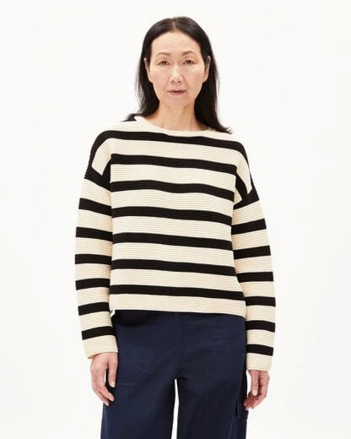 ARMEDANGELS MERINAA STRIPED - Damen Pullover Loose Fit aus Bio-Baumwolle