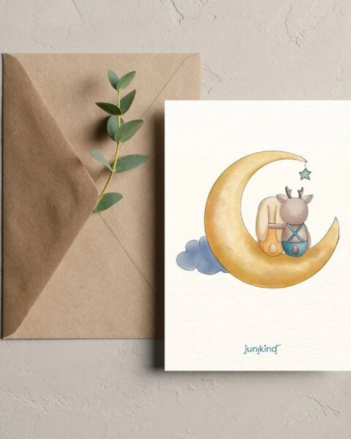 junikind Postkarte, DIN A6, inkl. Umschlag aus Kraftpapier, Bio-Strukturpapier