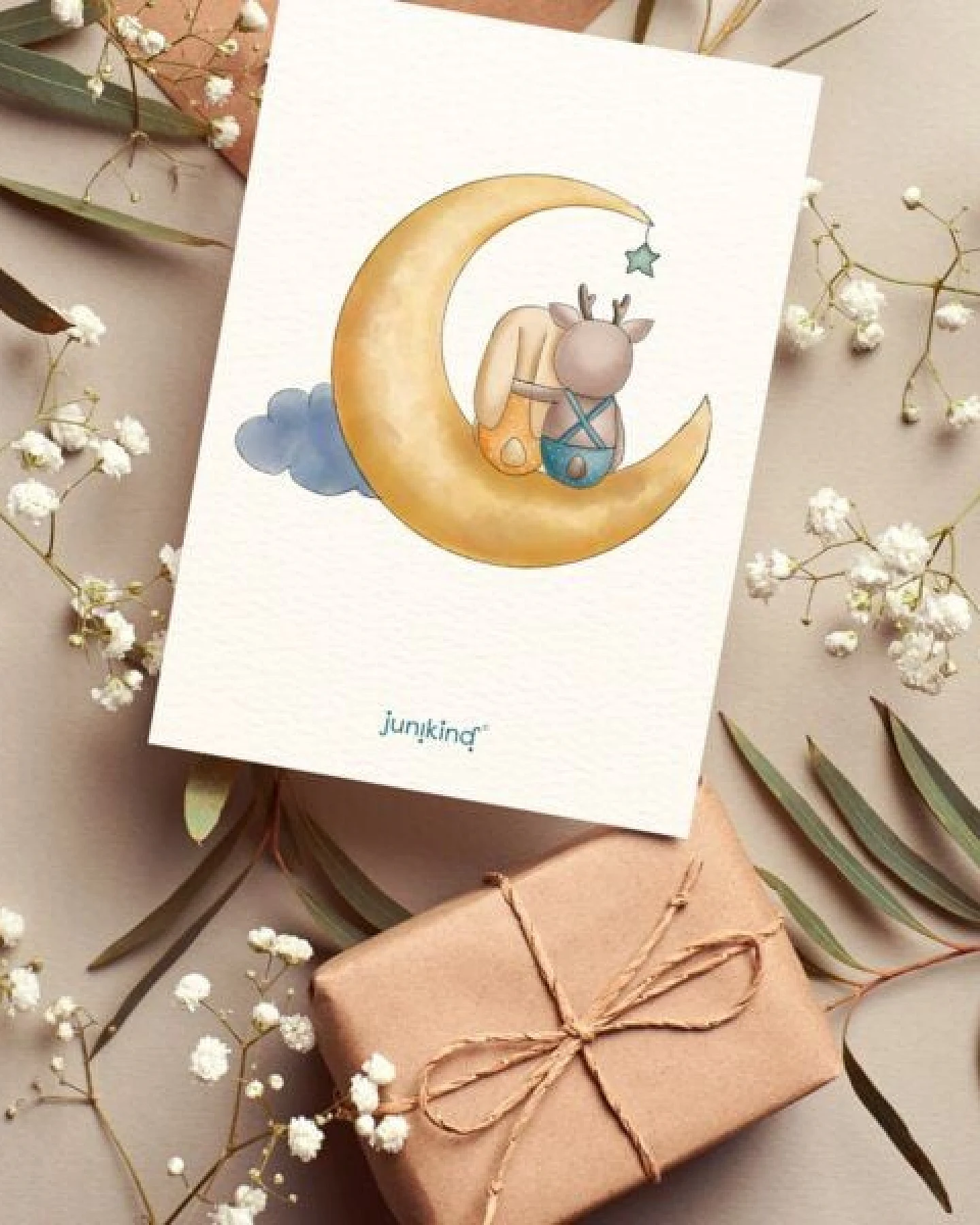 junikind Postkarte, DIN A6, inkl. Umschlag aus Kraftpapier, Bio-Strukturpapier – Ansicht 2