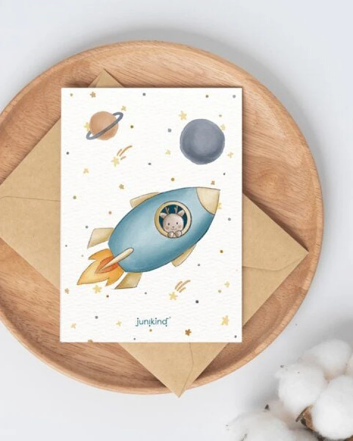 junikind Postkarte, DIN A6, inkl. Umschlag aus Kraftpapier, Bio-Strukturpapier