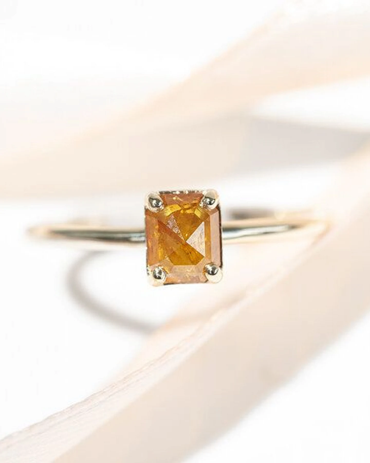 Eppi Goldring mit Salt and Pepper Diamant in Emeraldform Lucilia – Ansicht 2
