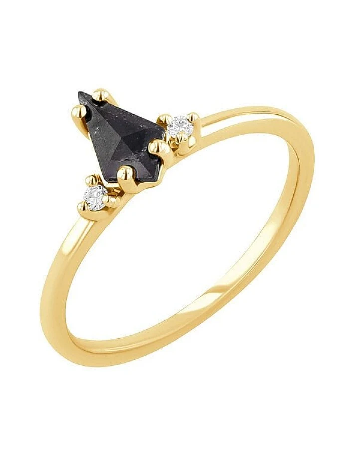 Eppi Goldring mit Salt and Pepper Diamant in Kiteform Adalia