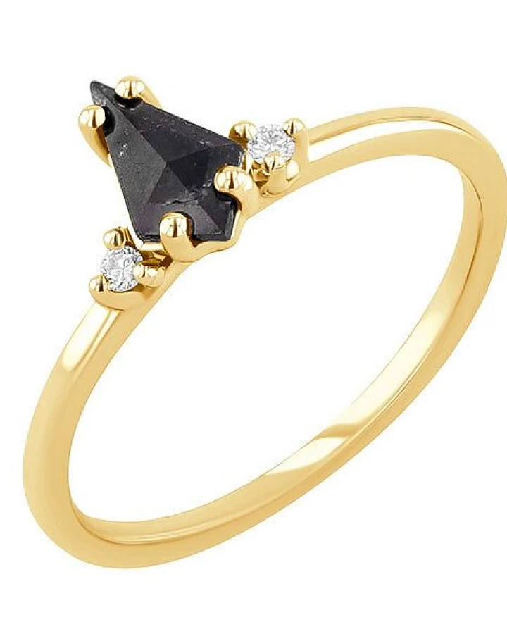Eppi Goldring mit Salt and Pepper Diamant in Kiteform Adalia