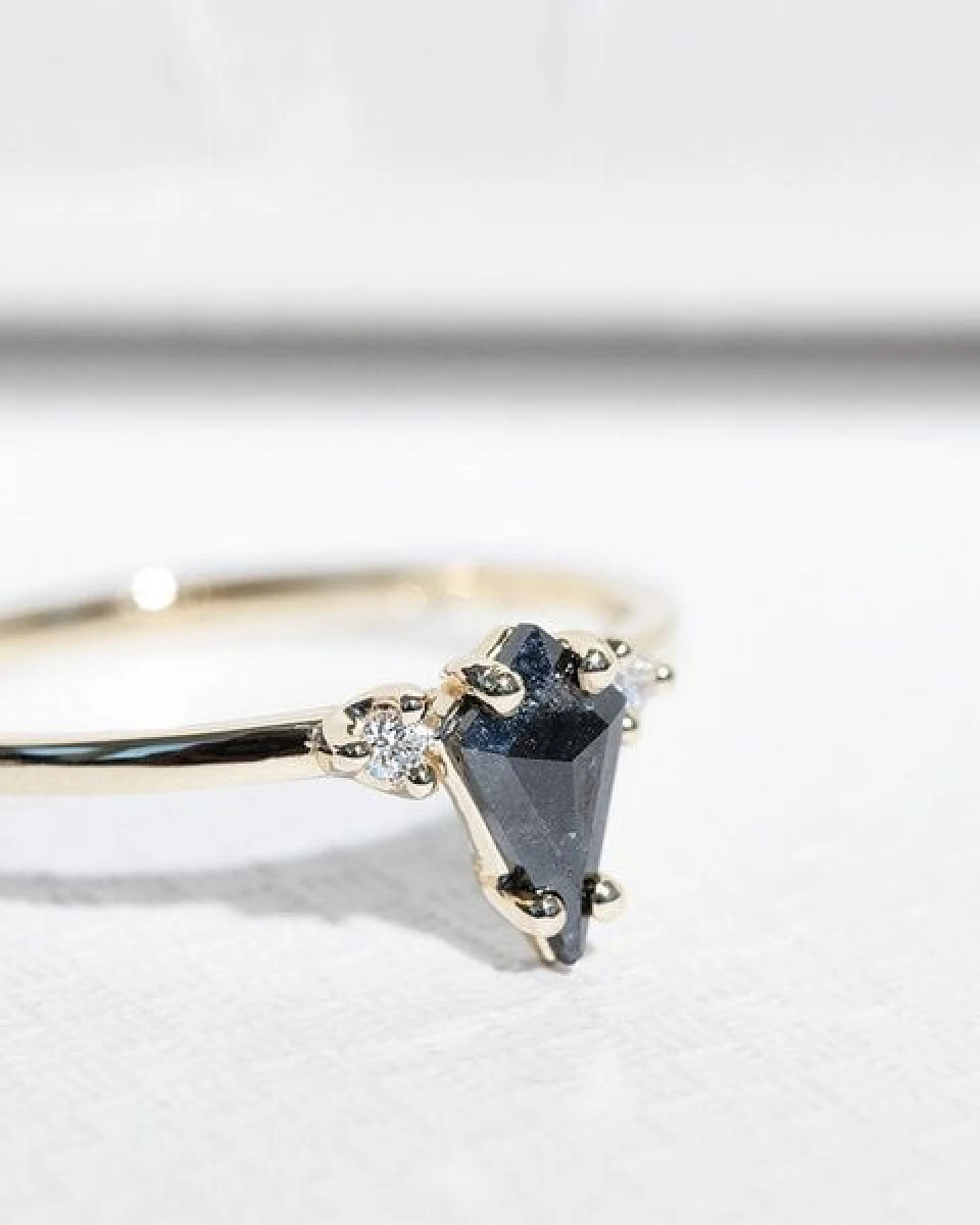 Eppi Goldring mit Salt and Pepper Diamant in Kiteform Adalia – Ansicht 2