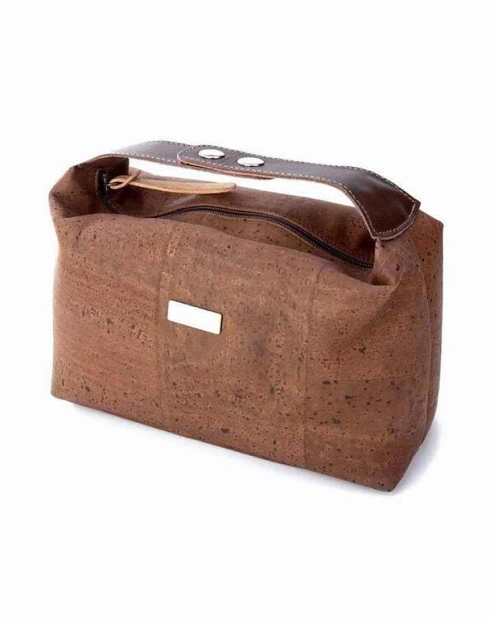Kork-Deko Dunkelbraune Kosmetiktasche aus Kork