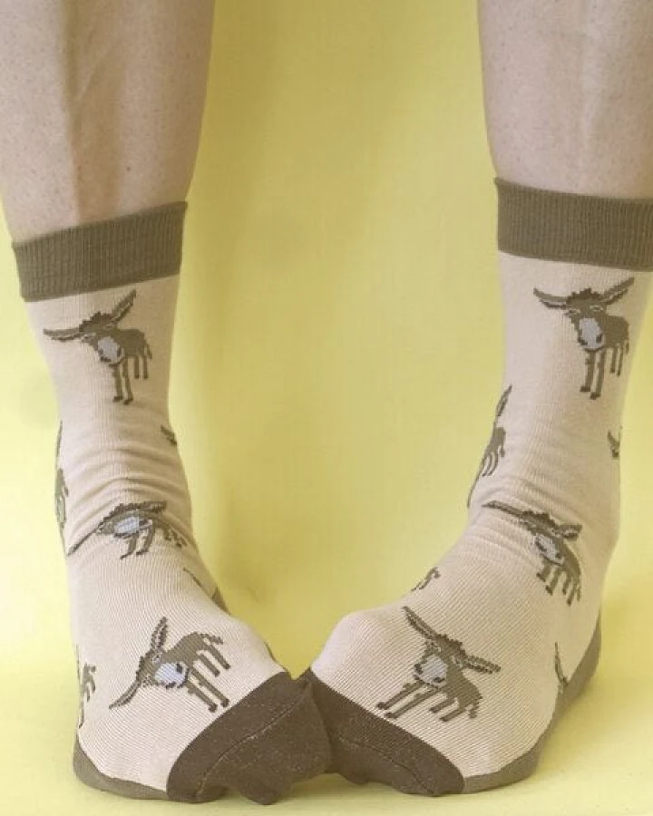 Fräulein Prusselise Esel Socke beige braun bunt gemustert