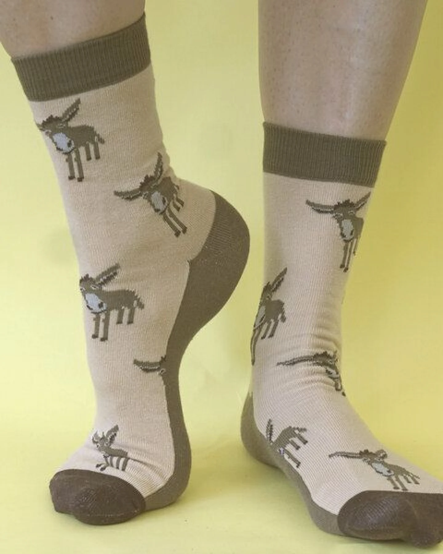 Fräulein Prusselise Esel Socke beige braun bunt gemustert – Ansicht 2