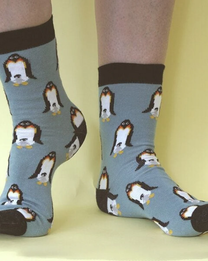 Fräulein Prusselise Pinguin blau schwarz bunt gemustert