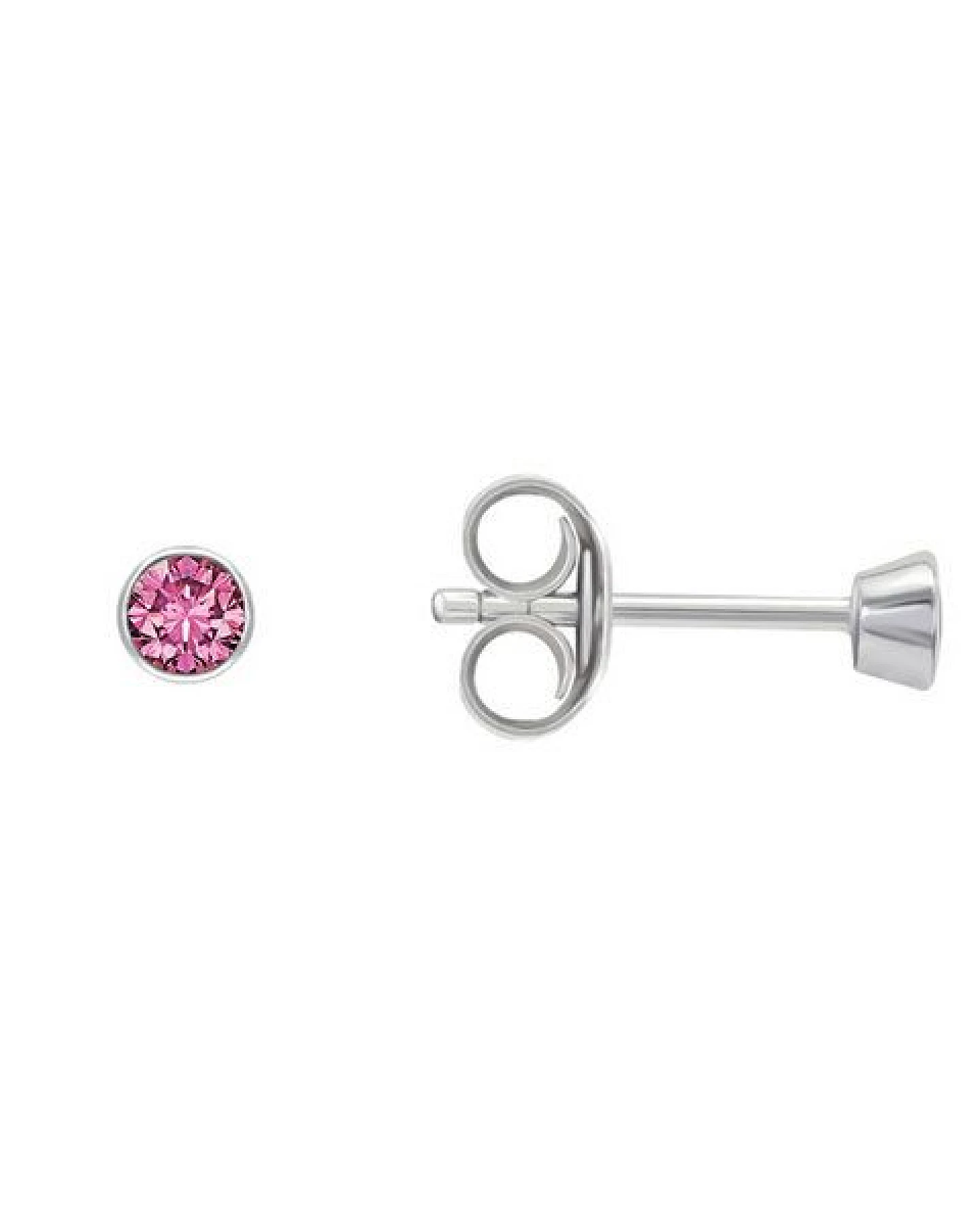 Eppi Minimalistische Ohrstecker mit rosa Saphiren in Bezelfassung Tofine – Ansicht 3