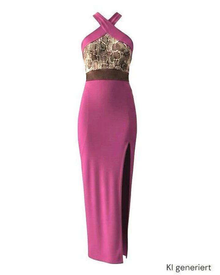 körber mode Maxikleid Bio Jersey mit Mesh-Einsatz und langem Schlitz