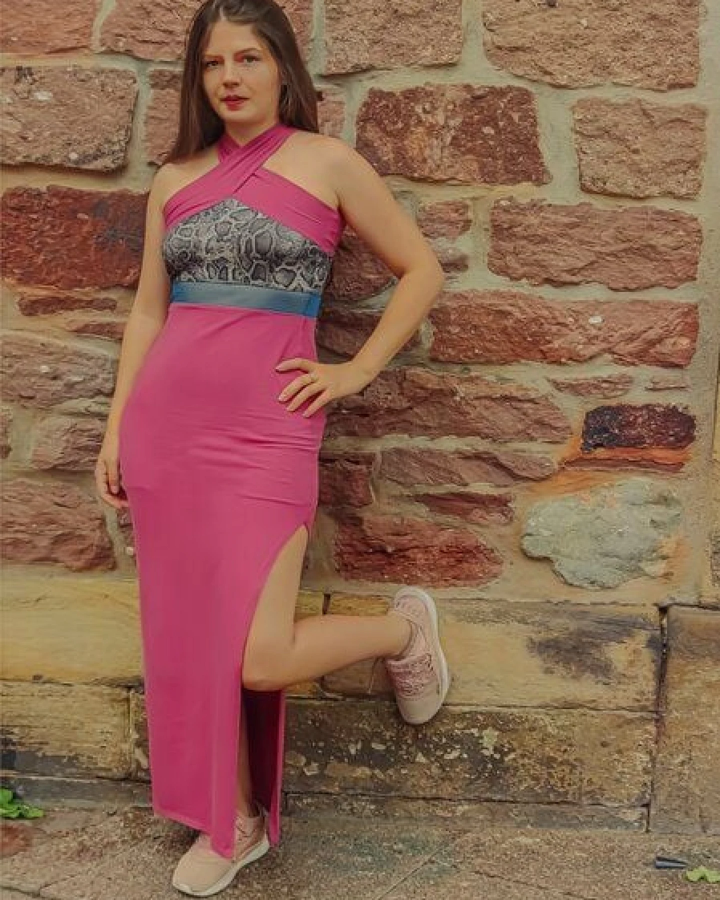 körber mode Maxikleid Bio Jersey mit Mesh-Einsatz und langem Schlitz – Ansicht 4