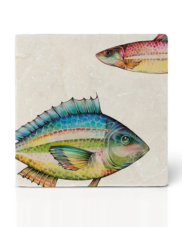 LIGARTI Fliesenuntersetzer – Fischduo Rubin nah