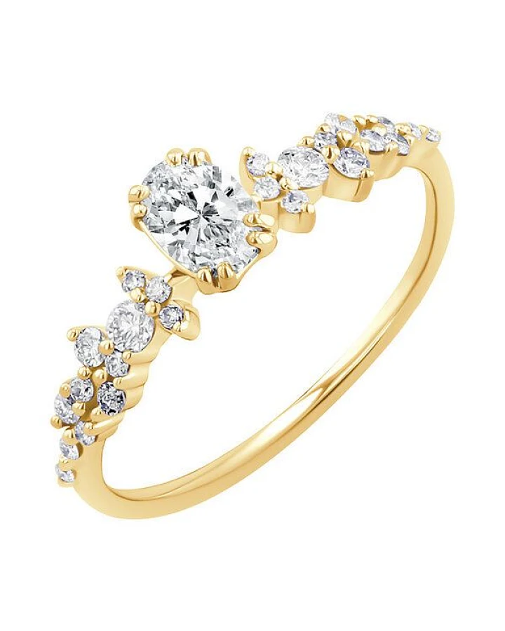 Eppi Verlobungsring mit Moissanit und Lab Grown Diamanten Mica