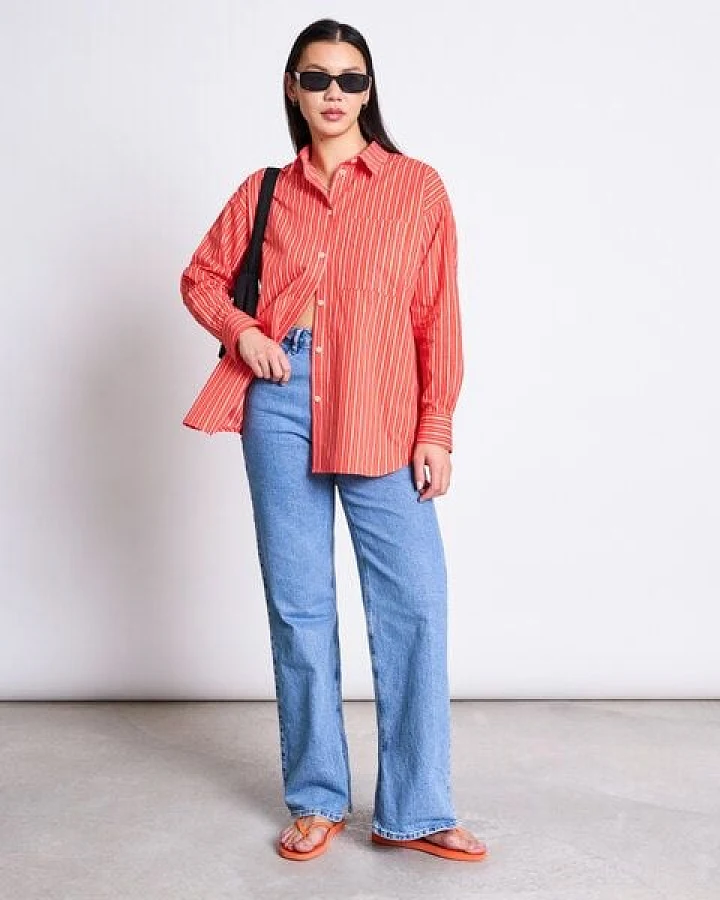 Cherry Red White Striped