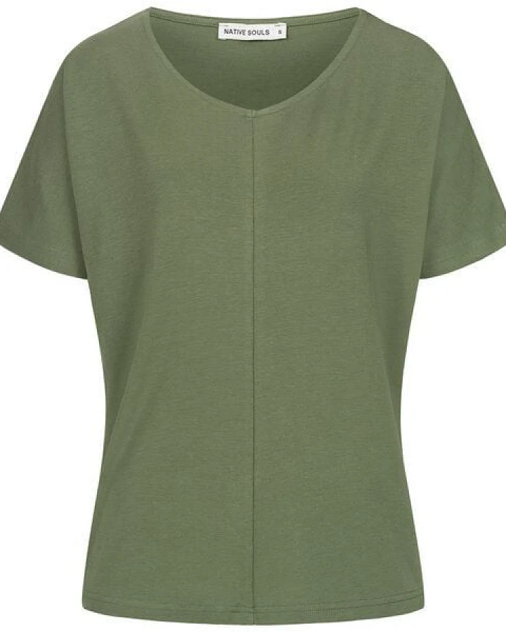 NATIVE SOULS Lyocell Damen V-Neck Shirt Medhu