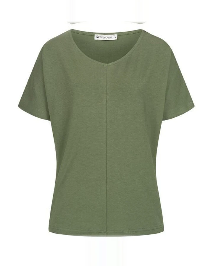 NATIVE SOULS Lyocell Damen V-Neck Shirt Medhu