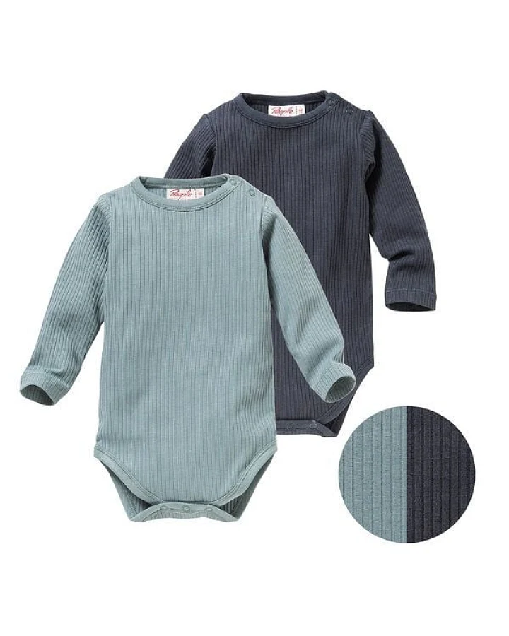People Wear Organic Langarm-Bodys, uni basic, 2er-Pack, aus Baumwolle (Bio)