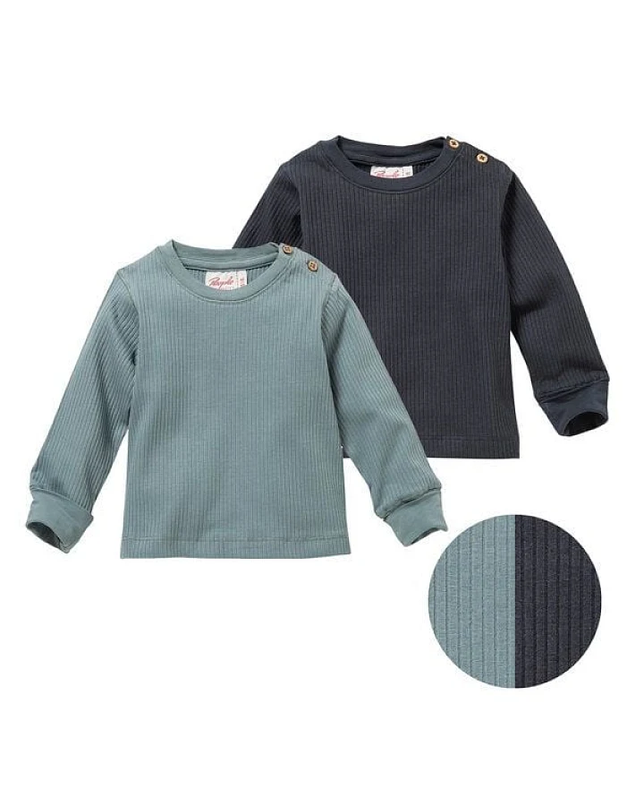 People Wear Organic Langarm-Shirt, uni basic, 2er-Pack, aus Baumwolle (Bio)