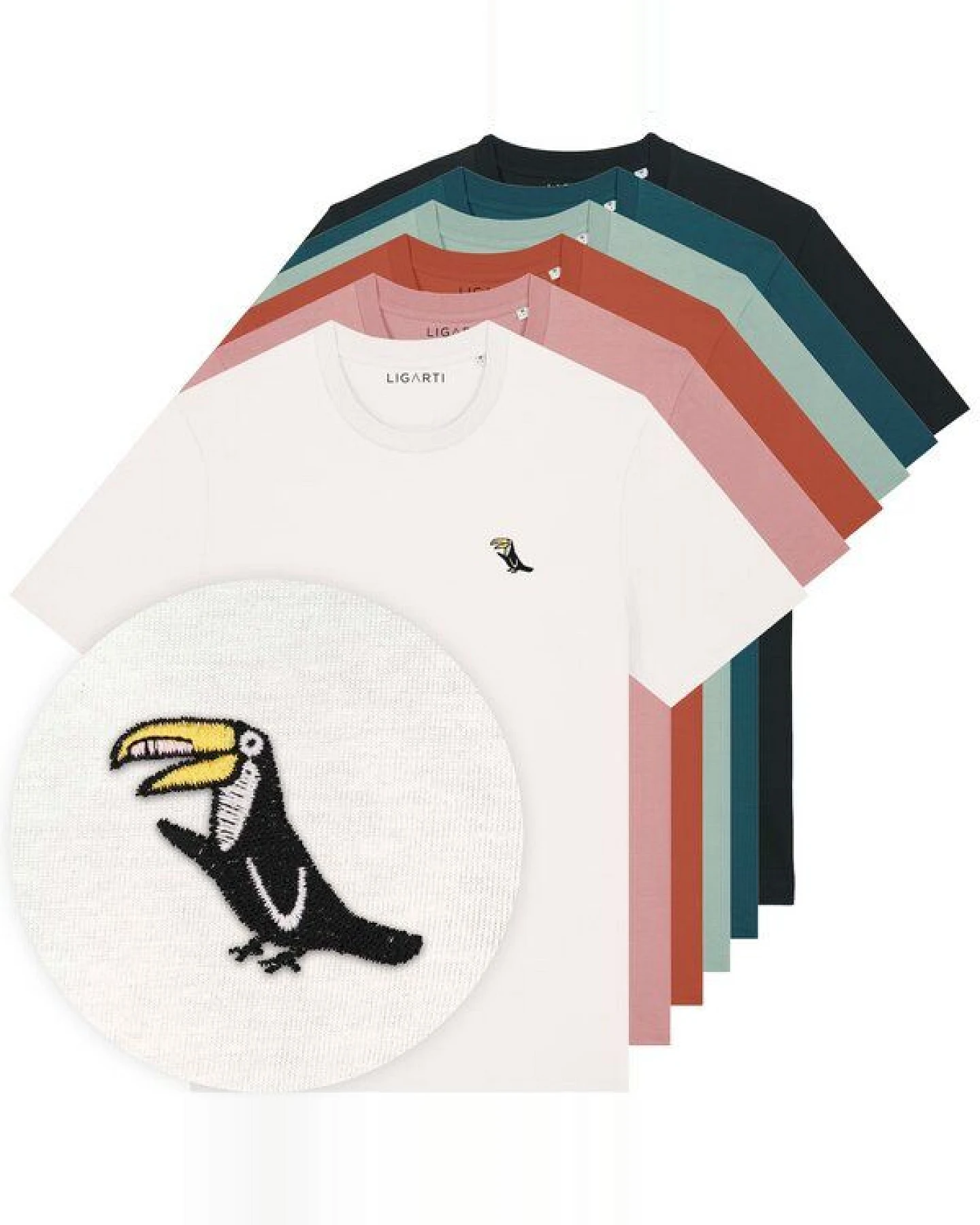 Besticktes T-Shirt – Joey der Tukan – LIGARTI Tiermanufaktur – Ansicht 2