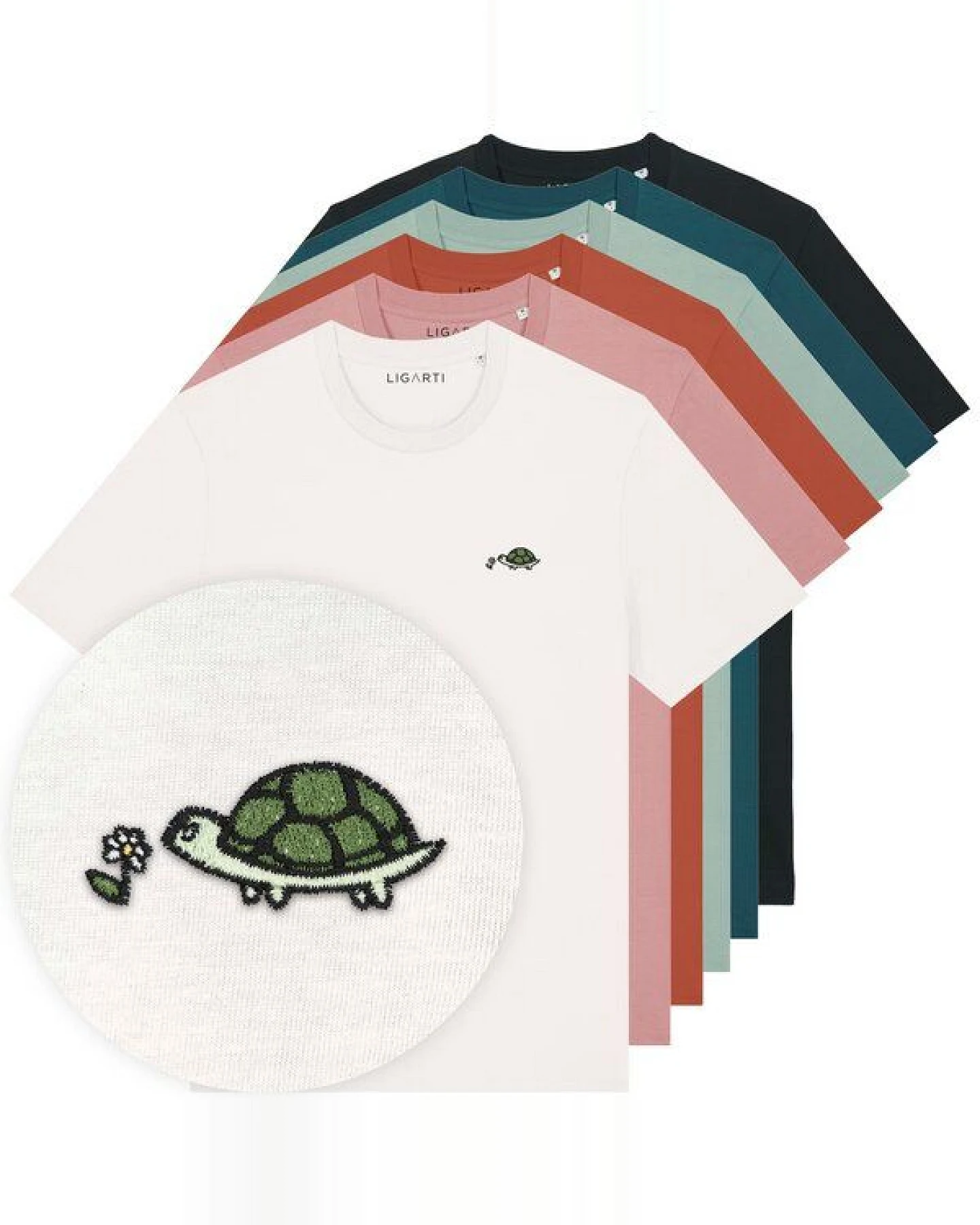 Besticktes T-Shirt – Lars die Schildkröte – LIGARTI Tiermanufaktur – Ansicht 2