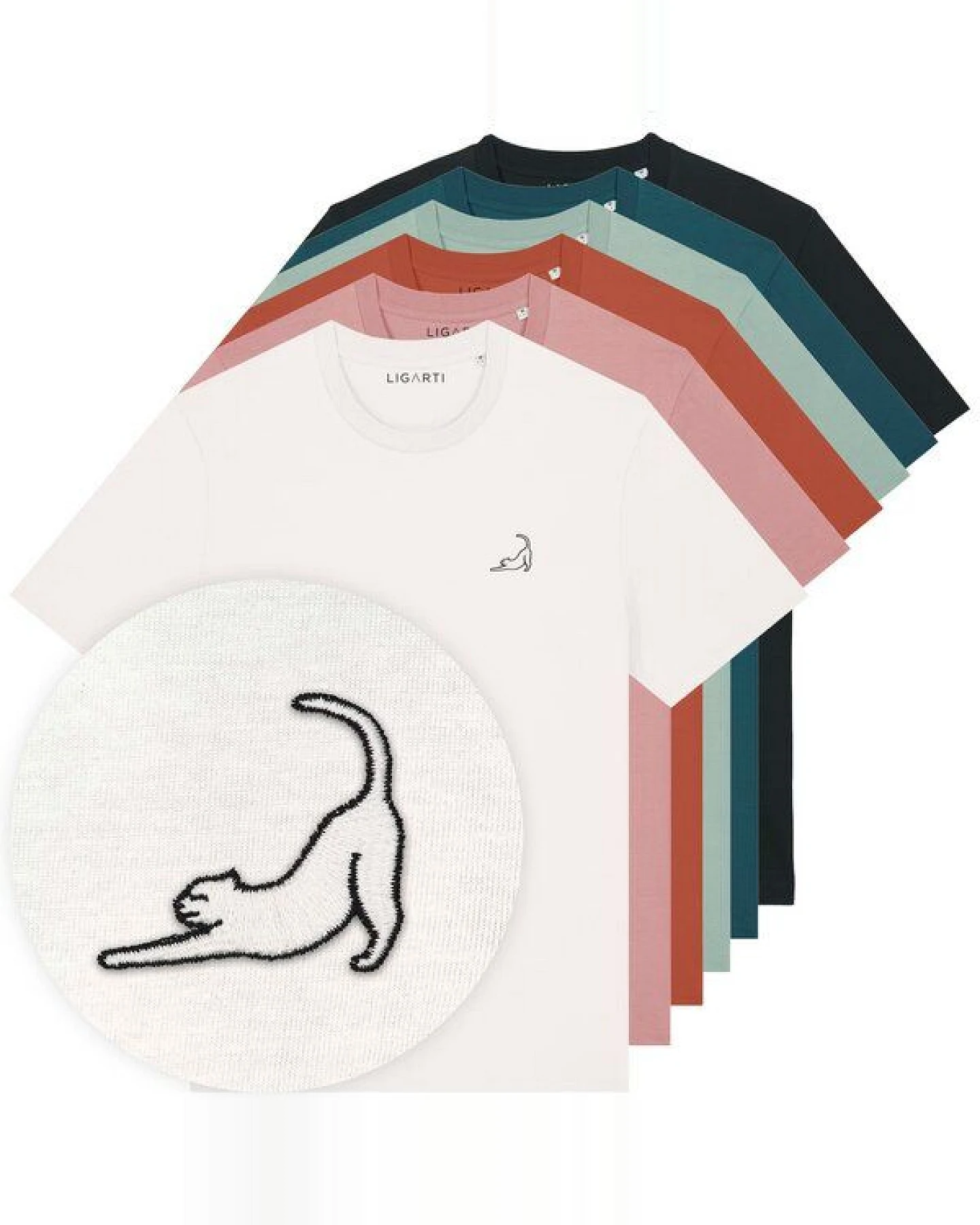 Besticktes T-Shirt – Eloise die Katze – LIGARTI Tiermanufaktur – Ansicht 2