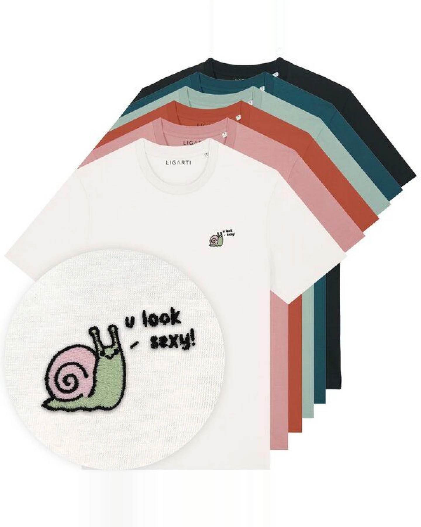 Besticktes T-Shirt – Schnexy – LIGARTI Tiermanufaktur – Ansicht 2