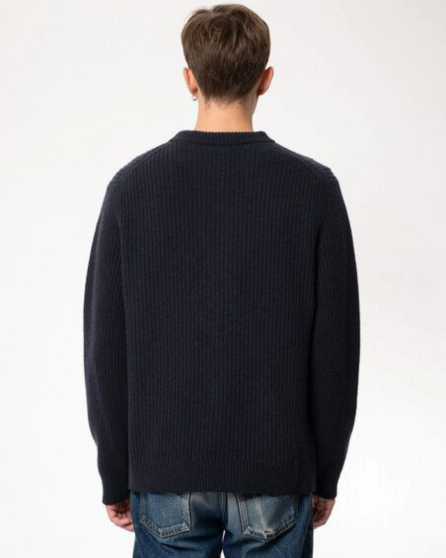 Nudie Jeans Strickpullover - August Rib Wool - aus biologischer Wolle – Ansicht 3