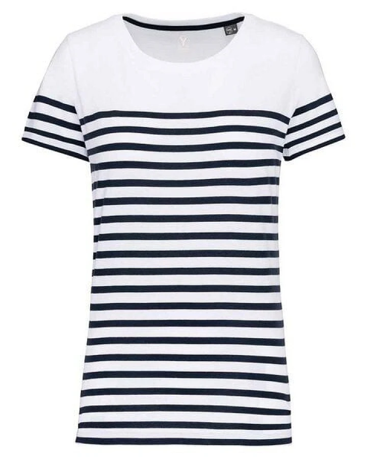 YTWOO Nachhaltiges Damen-T-Shirt mit Rundhalsausschnitt im Marine-Stil