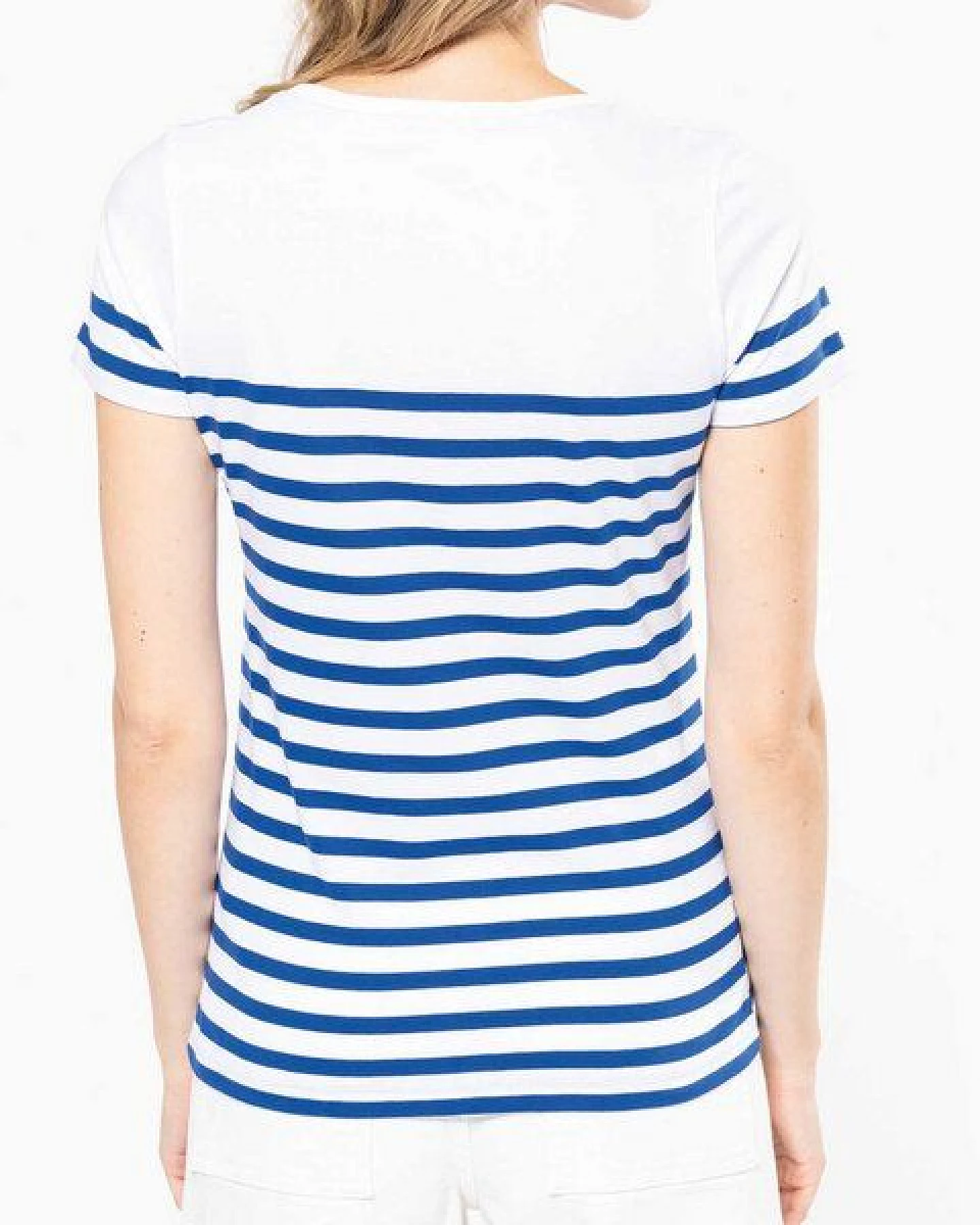 YTWOO Nachhaltiges Damen-T-Shirt mit Rundhalsausschnitt im Marine-Stil – Ansicht 2