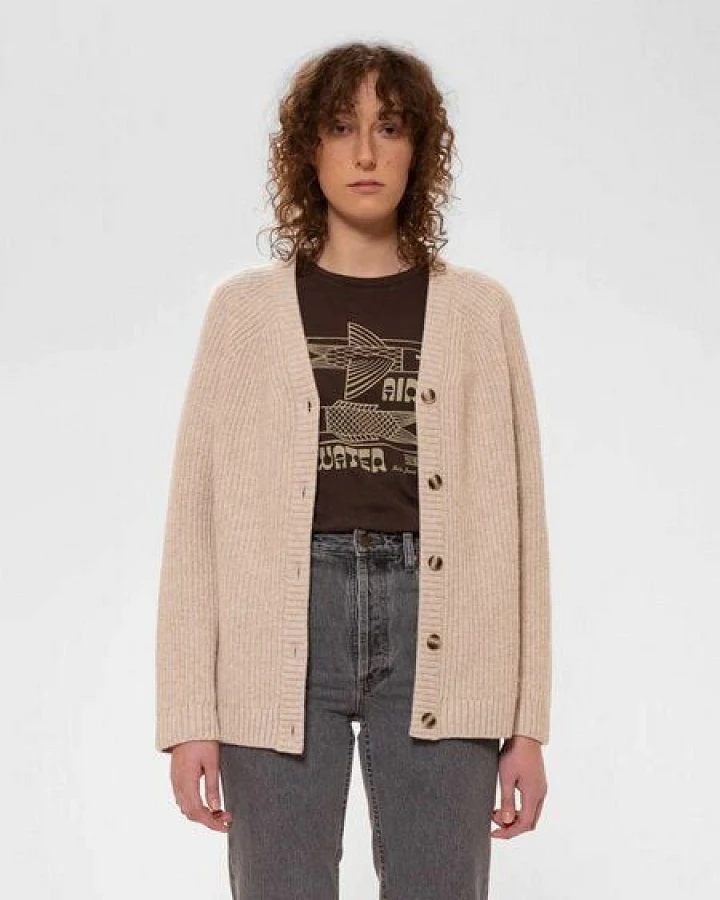 Nudie Jeans Strickjacke Kristina Rib - Oat White