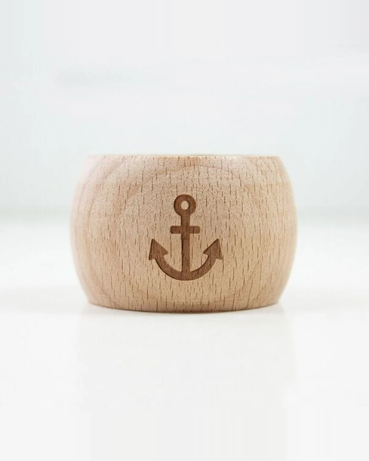 Bow & Hummingbird 2 in 1 Serviettenring und Eierbecher Anker aus nachhaltigem Buchenholz