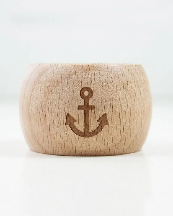 Bow & Hummingbird 2 in 1 Serviettenring und Eierbecher Anker aus nachhaltigem Buchenholz
