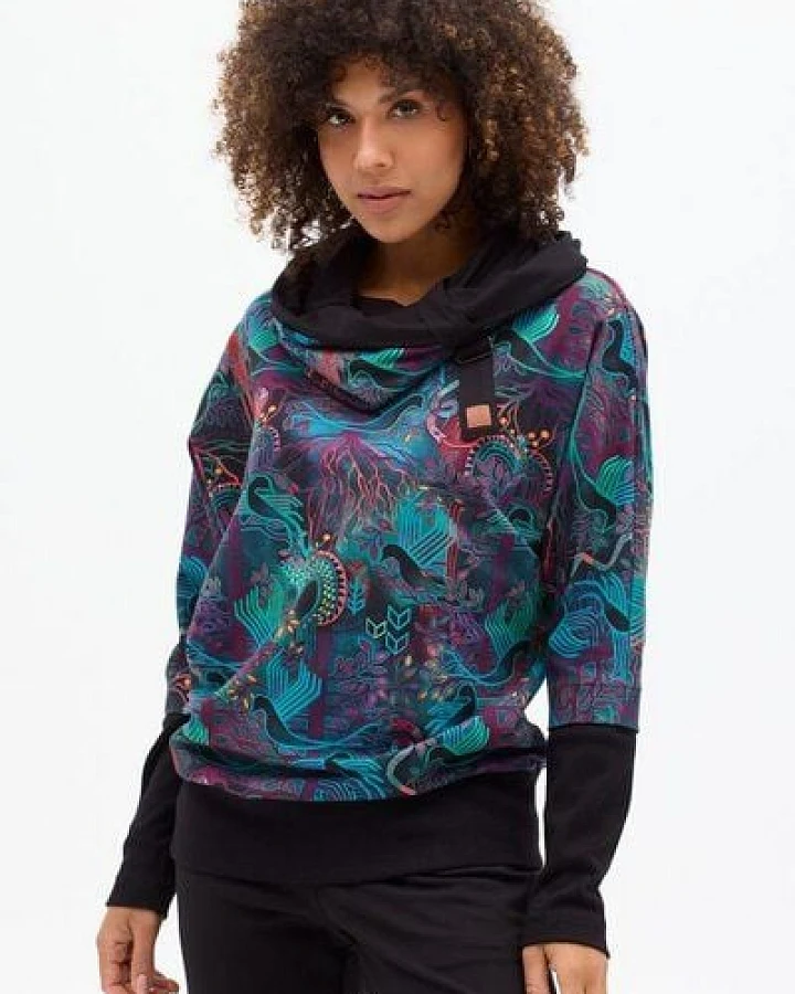 KOKOworld Sweatshirt Pulli Poko – Kimono-Schnitt mit Schal-Kapuze & Gürtel – Bio-Baumwolle, fair & nachhaltig in EU produziert – bequem für Alltag, Homewear & Capsule Wardrobe