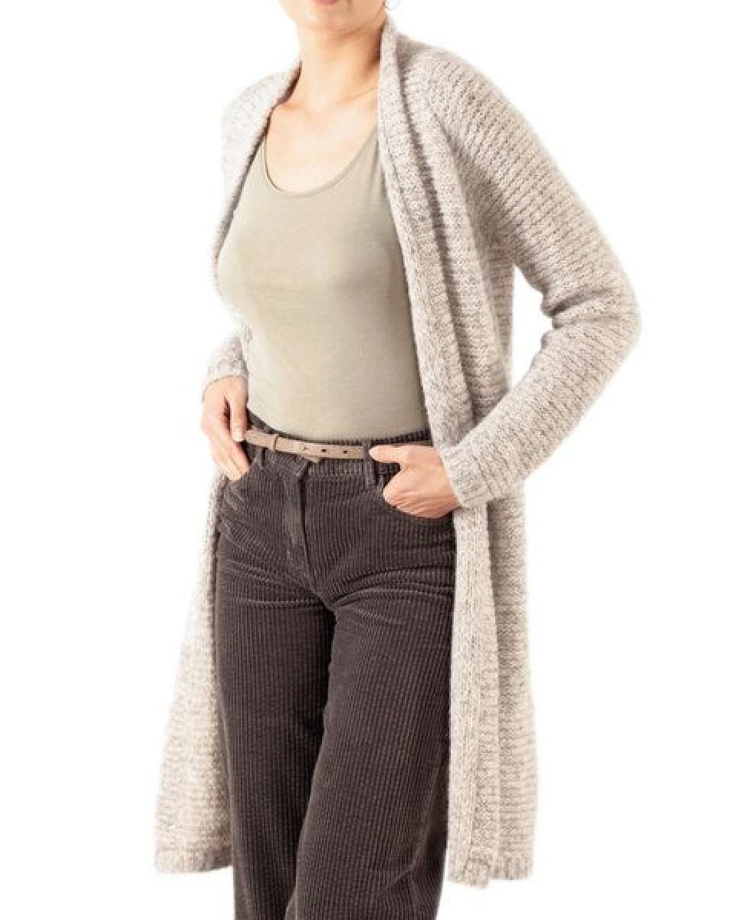 Alma & Lovis lange Strickjacke aus Alpaka und Bio-Baumwolle – Ansicht 2