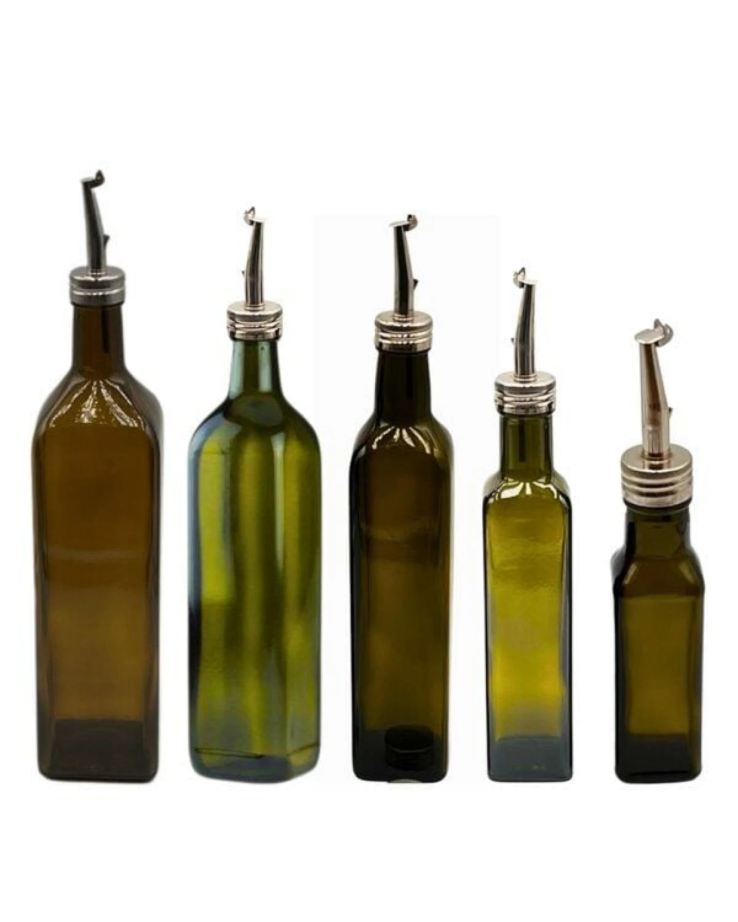mikken 2er Set Ölflasche mit Ausgießer 100 - 1000 ml Glasflasche braun grün inkl. 2 Etiketten – Ansicht 2