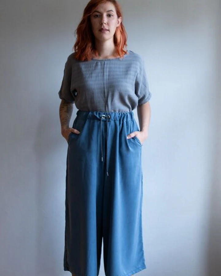 Ecostories weite Tencel Hose Blueish Moon