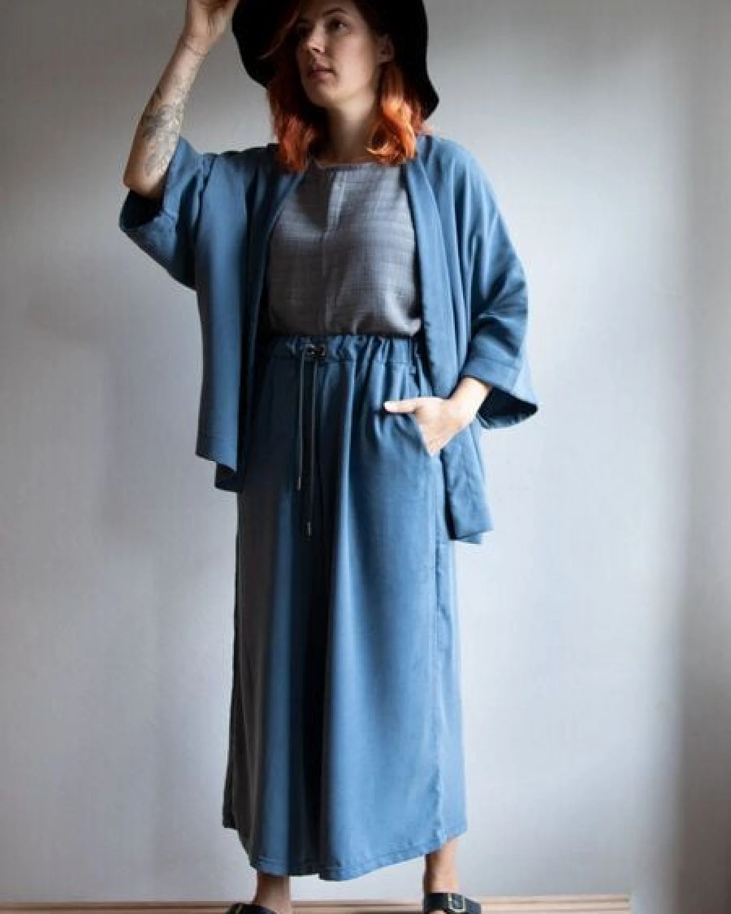 Ecostories weite Tencel Hose Blueish Moon – Ansicht 3