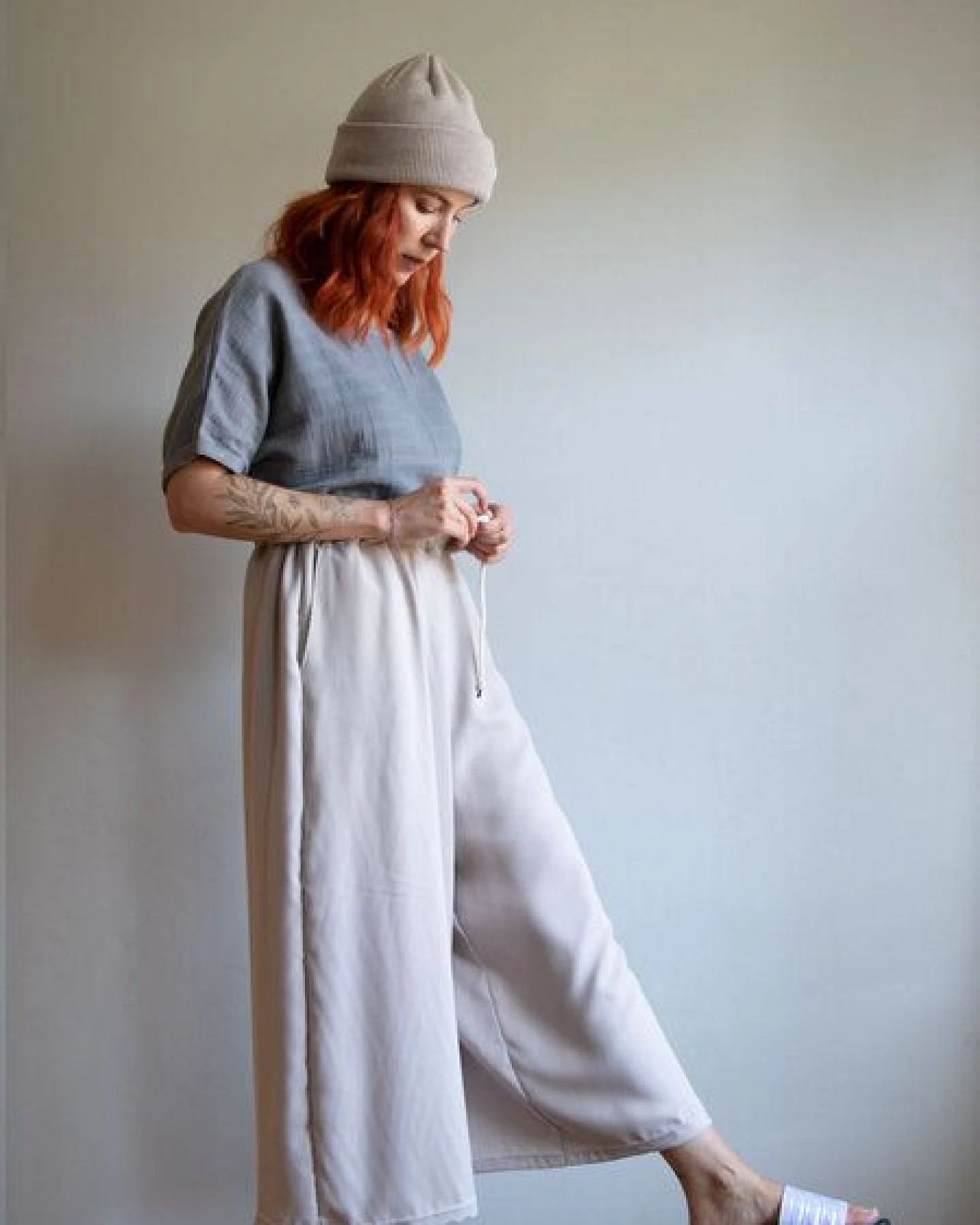 Ecostories weite Tencel Hose Blueish Moon – Ansicht 3