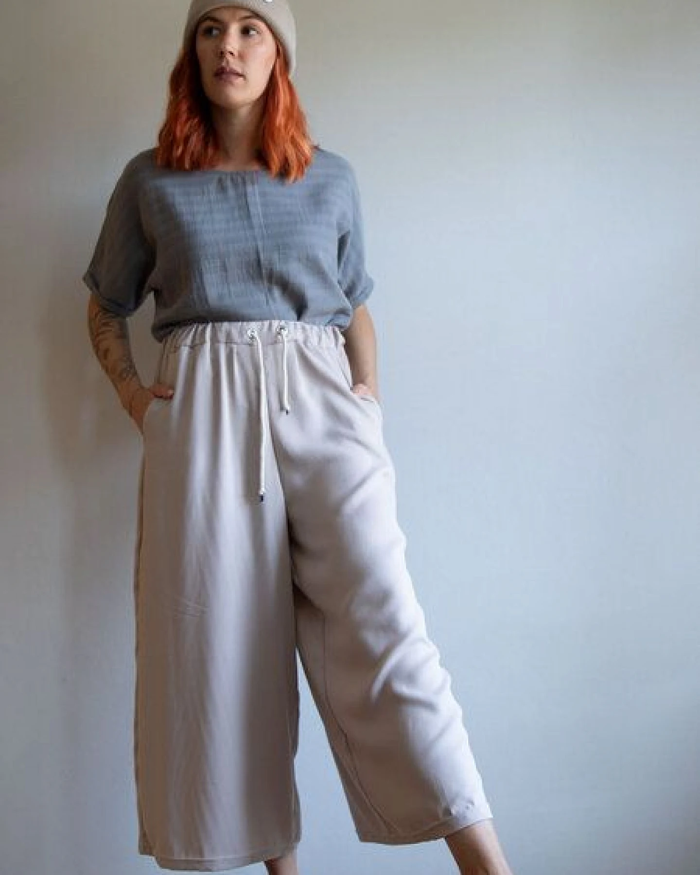 Ecostories weite Tencel Hose Blueish Moon – Ansicht 4