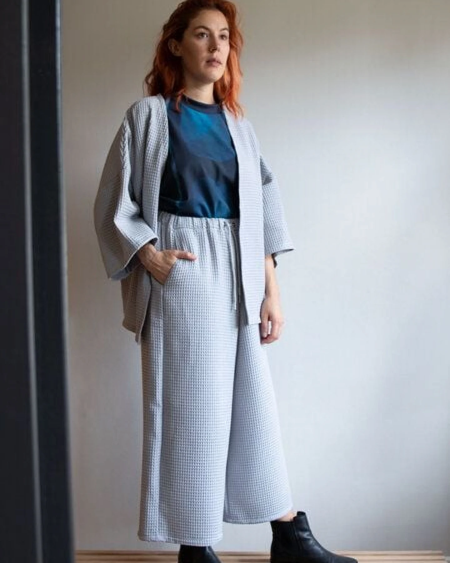 Ecostories Oversize Kimono Waffelmond – Ansicht 4