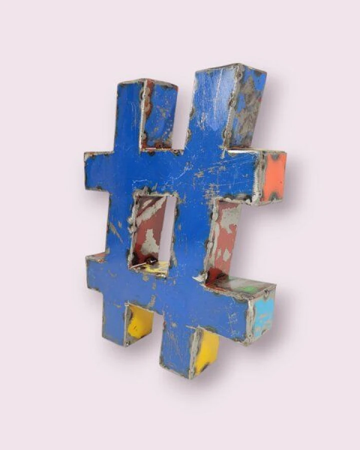 Moogoo Creative Africa Sonderzeichen Hashtag "#" Raute aus recycelten Ölfässern 21/35 cm